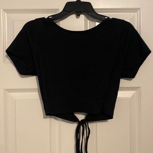 Black crop top with tie back